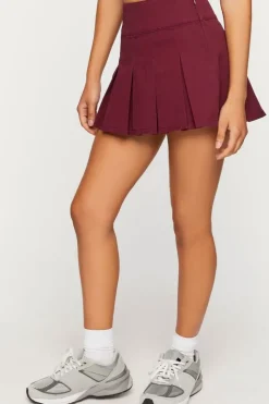 Twill Pleated Mini Skirt