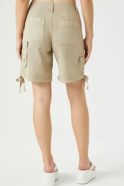 Twill Tie-Hem Bermuda Shorts