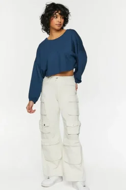 Twill Wide-Leg Cargo Pants