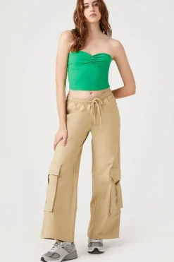 Twill Wide-Leg Cargo Pants