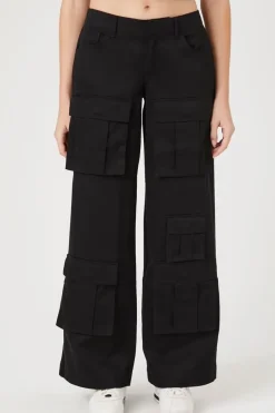 Twill Wide-Leg Cargo Pants