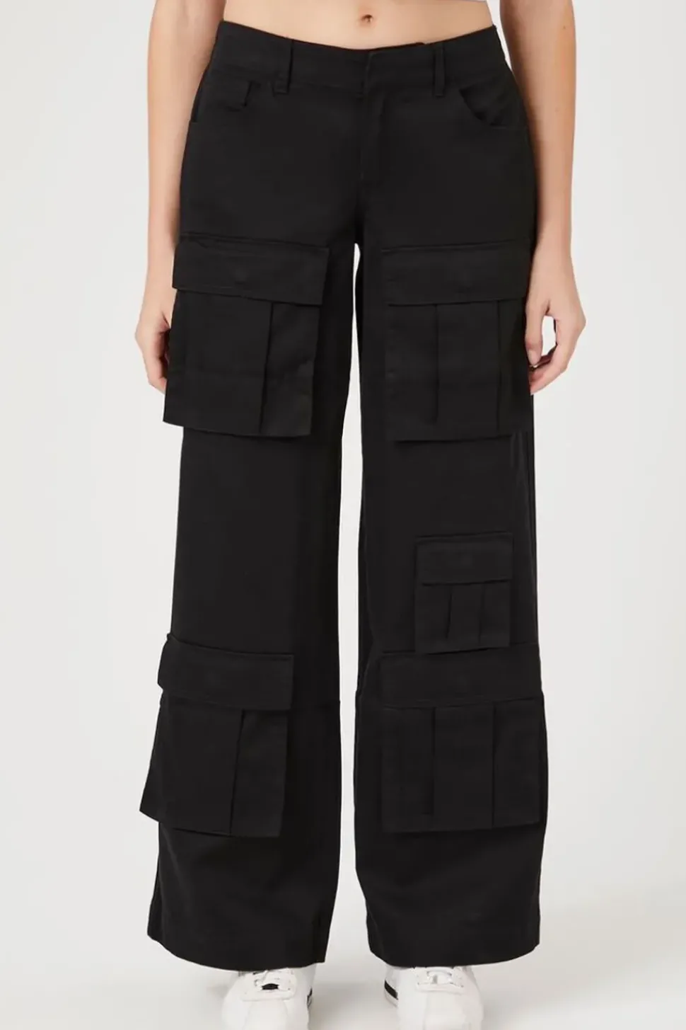 Twill Wide-Leg Cargo Pants
