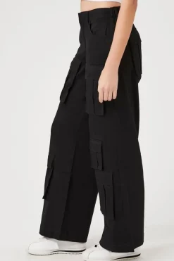 Twill Wide-Leg Cargo Pants