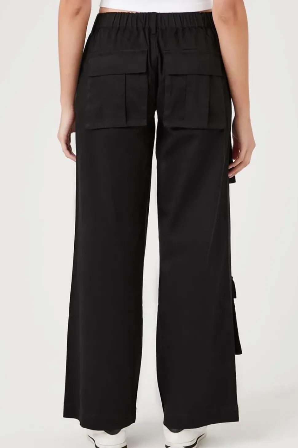 Twill Wide-Leg Cargo Pants