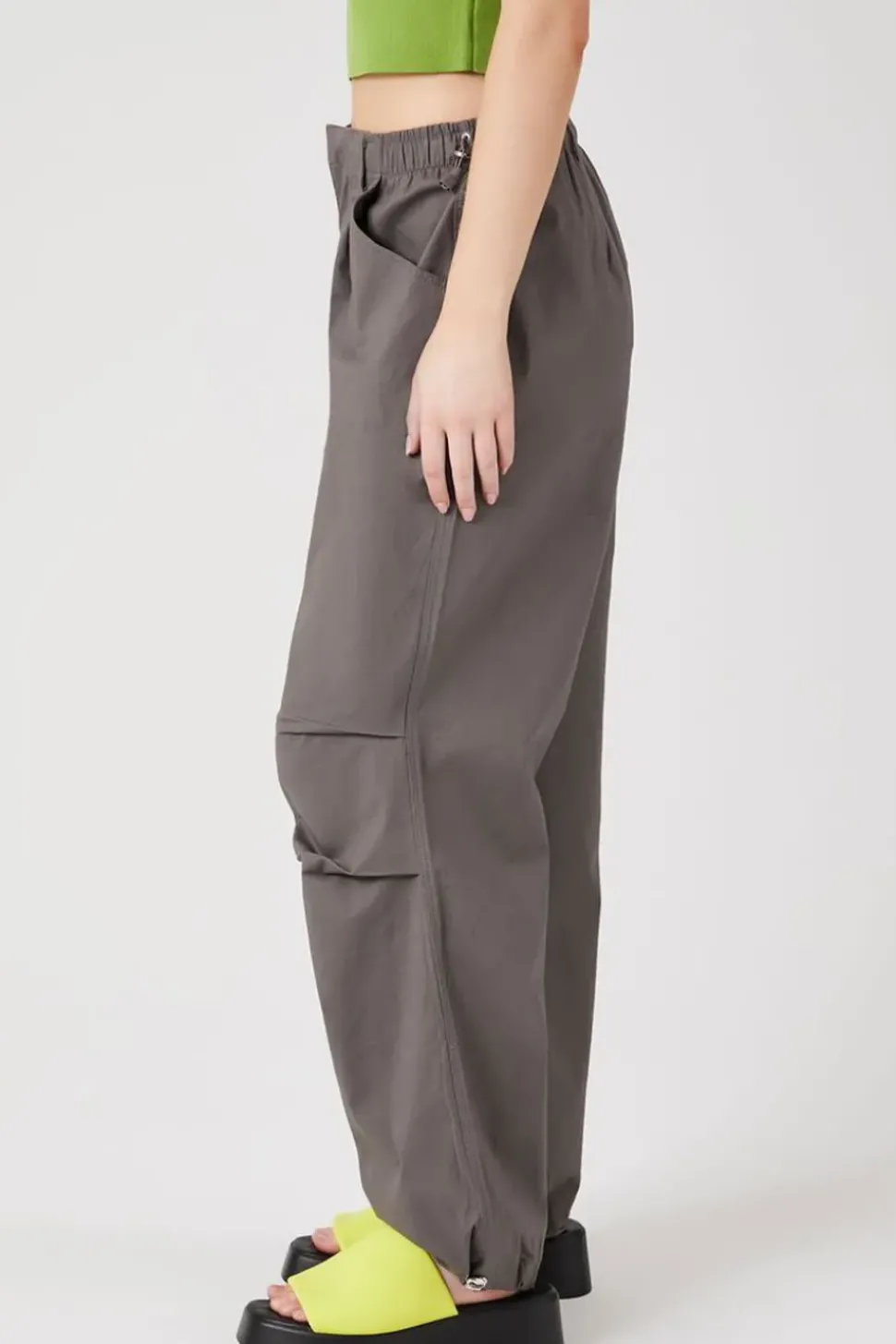Twill Wide-Leg Cargo Pants