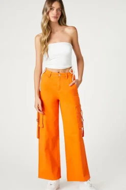Twill Wide-Leg Utility Cargo Pants