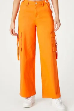 Twill Wide-Leg Utility Cargo Pants