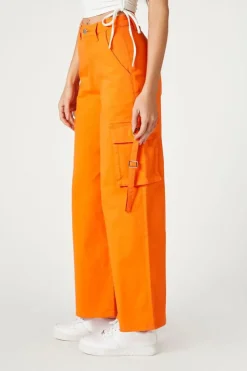Twill Wide-Leg Utility Cargo Pants