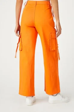 Twill Wide-Leg Utility Cargo Pants