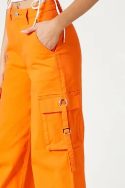 Twill Wide-Leg Utility Cargo Pants