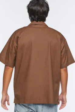 Twill Wolf Graphic Button-Front Shirt