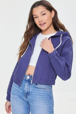 Twill Zip-Up Hooded Jacket