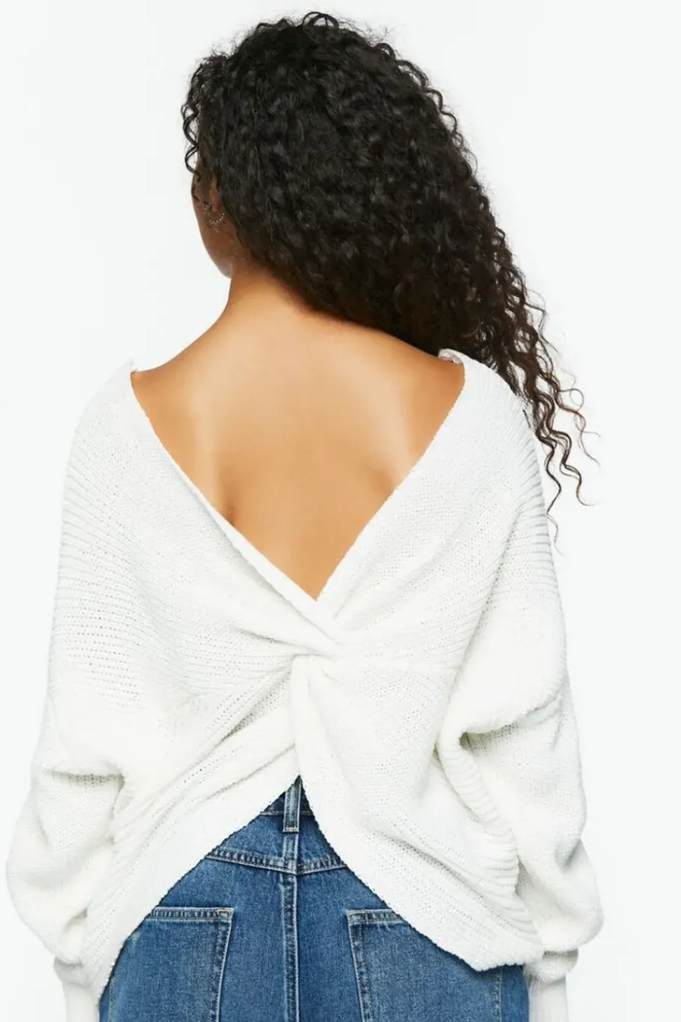 Twist-Back Long-Sleeve Sweater