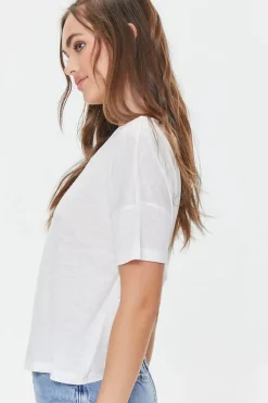 Twisted-Back Marled Knit Tee