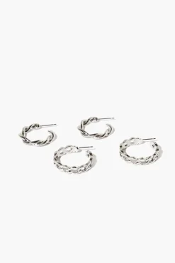 Twisted & Chain Hoop Earring Set
