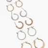 Twisted & Etched Hoop Earring Set