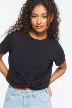 Twisted-Hem Crew Tee