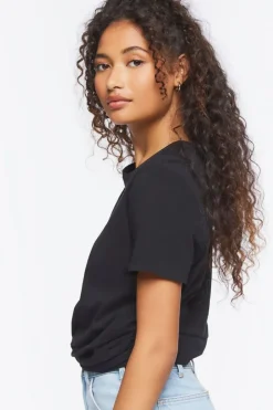 Twisted-Hem Crew Tee