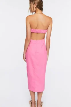Twisted Strapless Midi Dress