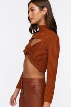Twist-Front Combo Sweater