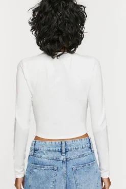 Twist-Hem Long-Sleeve Crop Top