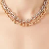 Two-Tone Layered Rolo Chain Necklace