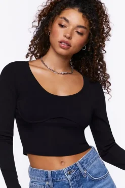 Underbust Long-Sleeve Crop Top