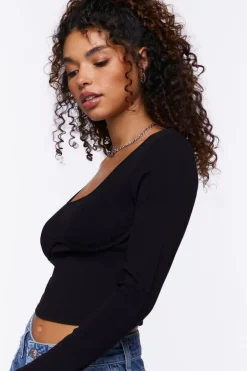 Underbust Long-Sleeve Crop Top