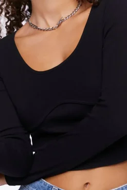 Underbust Long-Sleeve Crop Top