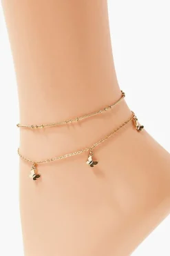 Upcycled Butterfly Charm Anklet Set