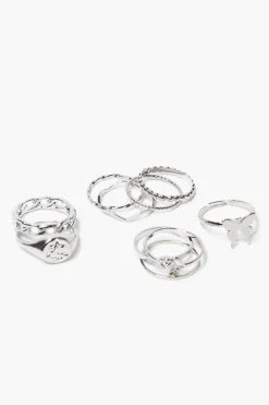 Upcycled Butterfly Charm Ring Set