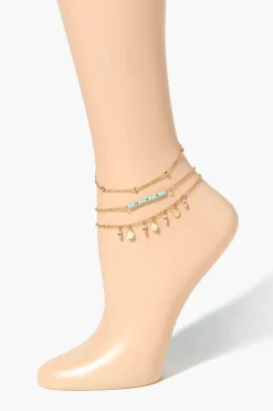 Upcycled Disc Beaded Anklet Set