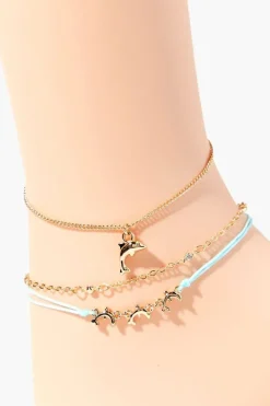 Upcycled Dolphin Charm Anklet Set