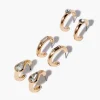 Upcycled Faux Gem Hoop Earring Set