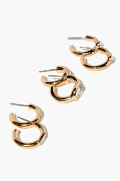 Upcycled Faux Gem Hoop Earring Set