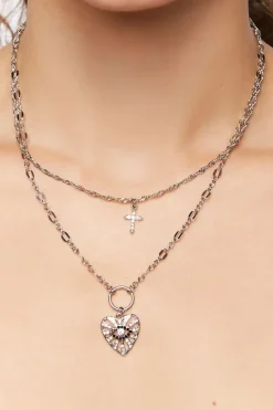 Upcycled Heart & Cross Necklace Set