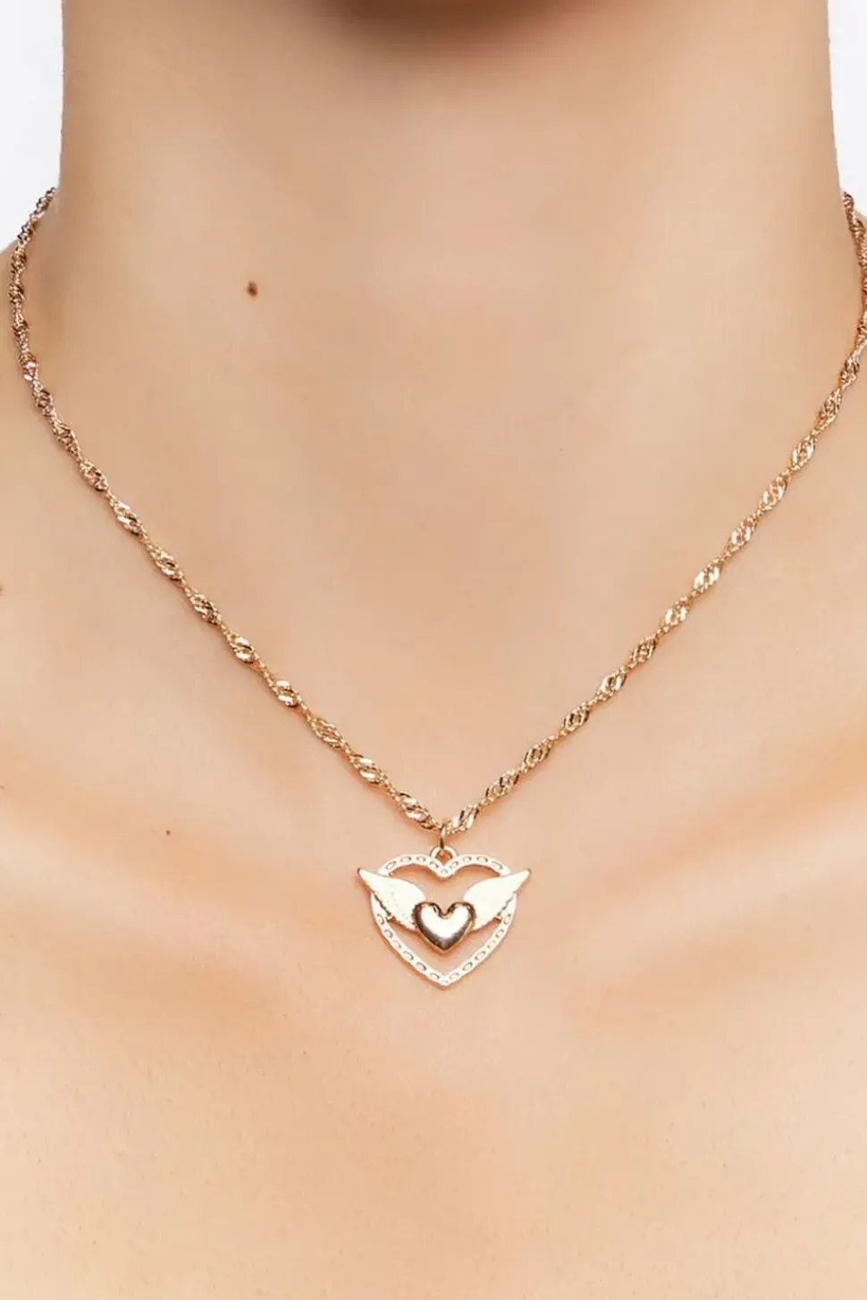 Upcycled Winged Heart Necklace