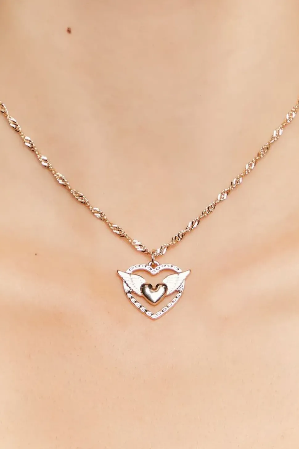 Upcycled Winged Heart Necklace