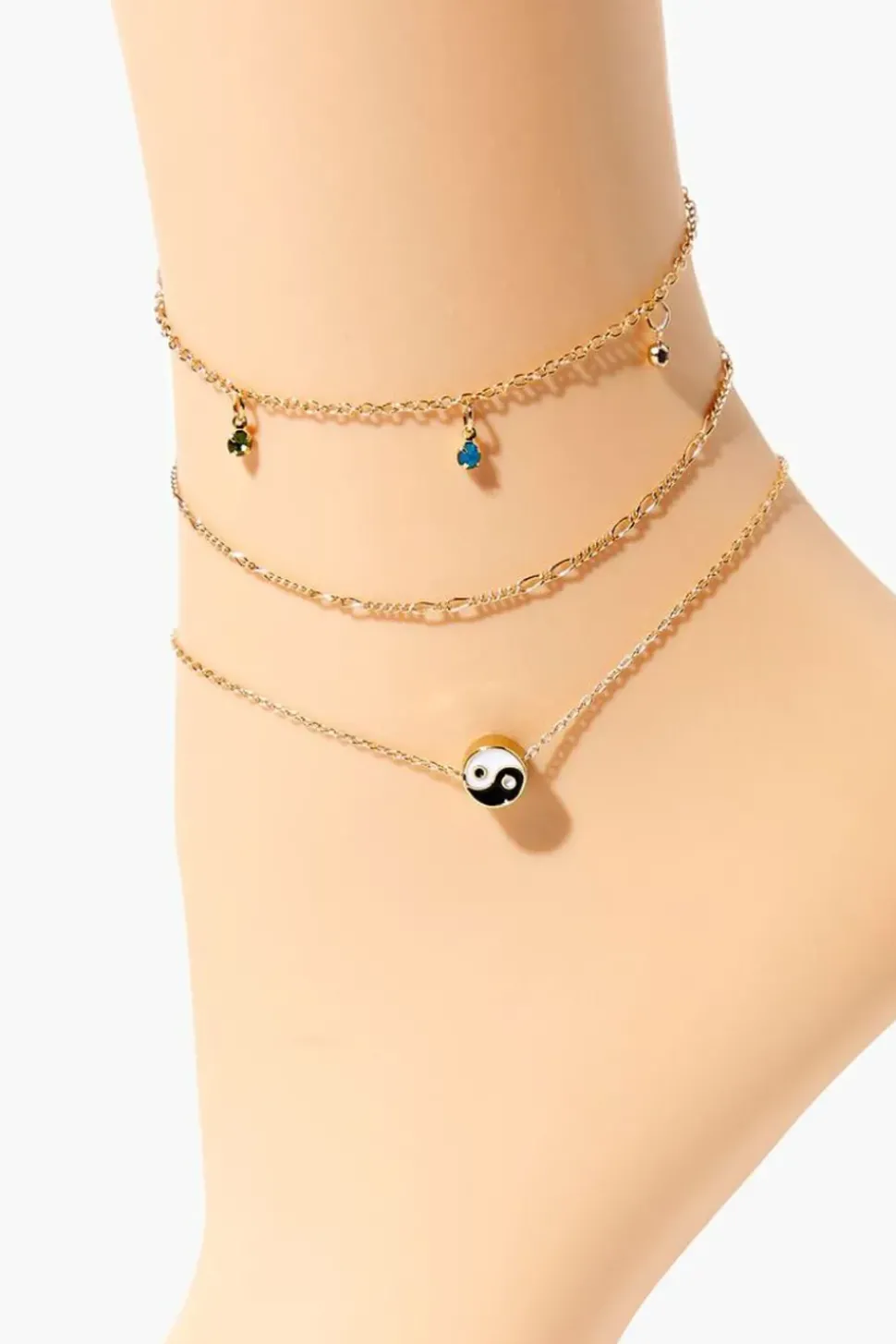 Upcycled Yin Yang Anklet Set