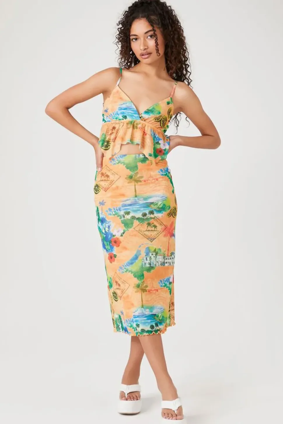 Vacation Postcard Midi Skirt