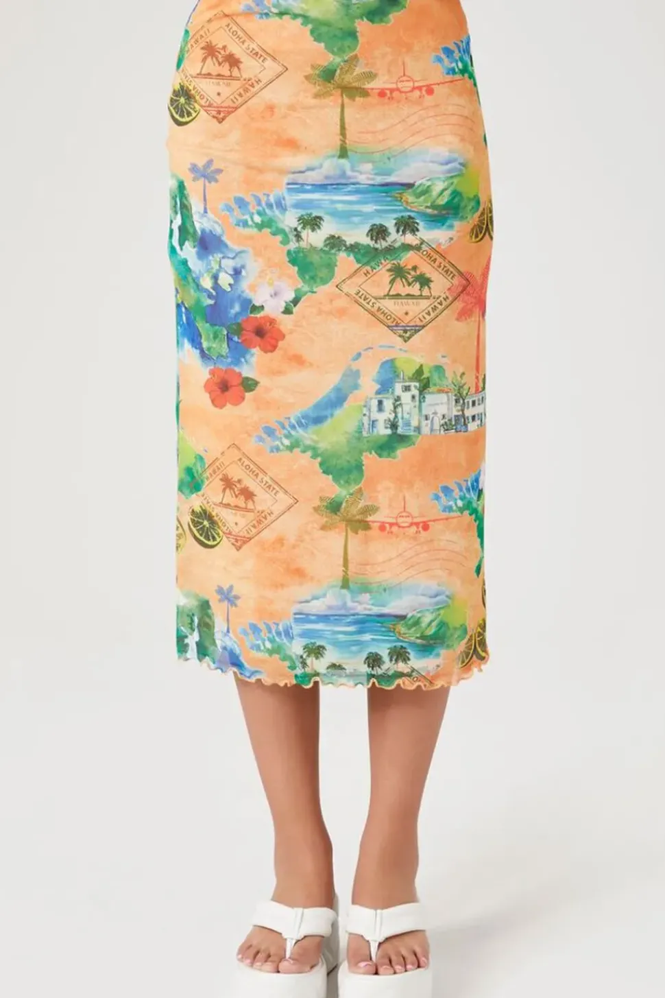 Vacation Postcard Midi Skirt