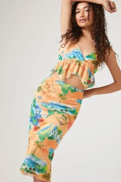 Vacation Postcard Midi Skirt