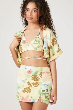 Vacation Postcard Print Mini Skirt