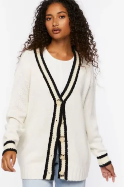 Varsity-Striped Cardigan Sweater