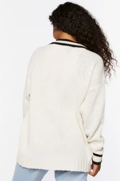 Varsity-Striped Cardigan Sweater