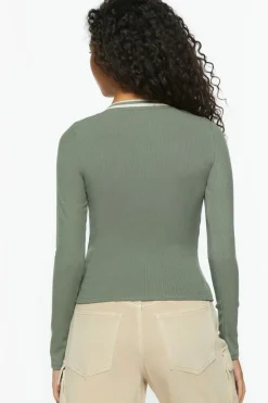 Varsity-Striped Long-Sleeve Top