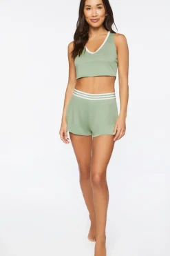 Varsity-Striped Lounge Shorts