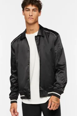Varsity-Trim Bomber Jacket