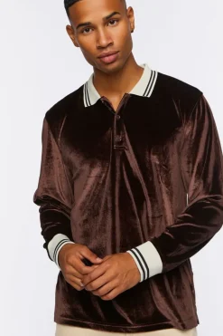 Velour Contrast Striped-Trim Shirt