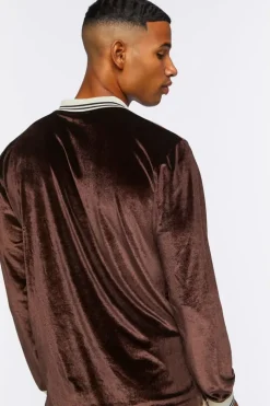 Velour Contrast Striped-Trim Shirt